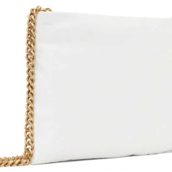 NWT Authentic Dolce & Gabbana Devotion White Leather Heart Bag Gold Chain Pearl - Picture 3 of 14